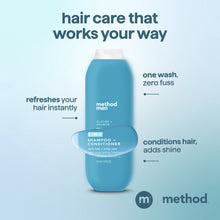 method men Glacier + Granite 2-in-1 shampoo and conditioner bottles set, blue