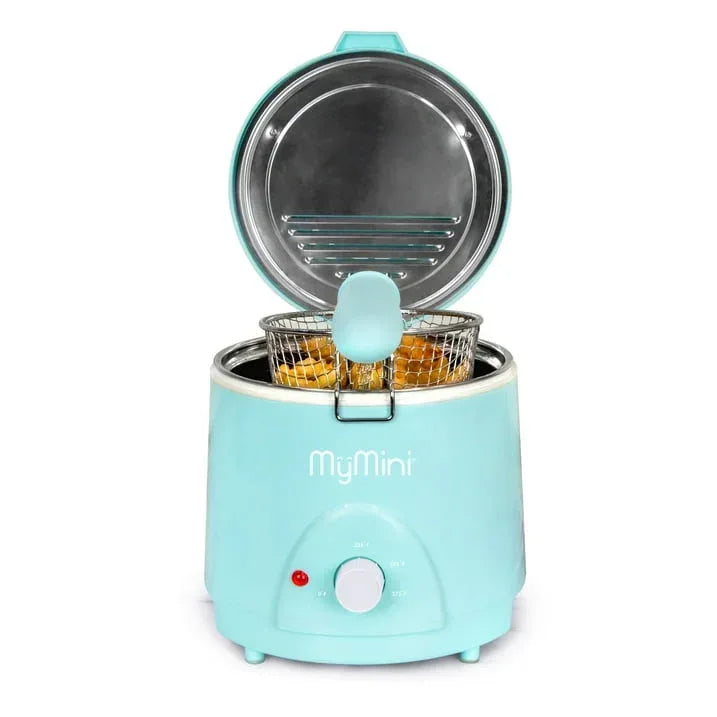 MyMini 1.5 qt Electric Deep Fryer, 700 watts, Aqua - USA MEGA SHOP