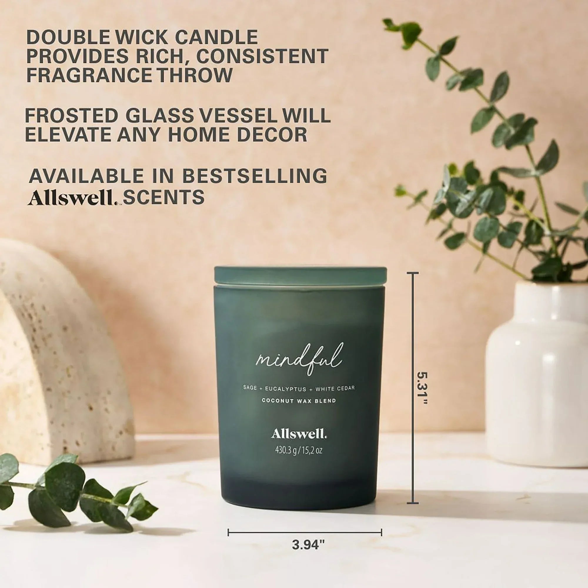 Allswell Scented 2-Wick Spa Jar Candle 15oz.