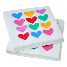 Stack of multicolor heart printed disposable lunch napkins
