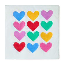 Square multicolor heart printed disposable lunch napkin
