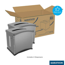 Gray countertop napkin dispenser set of 2, with open top and dispensing slot