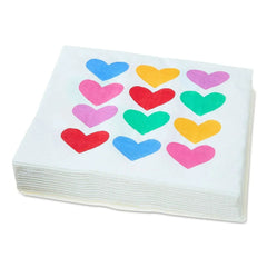 Hearts Disposable Lunch Napkins, Multicolor, 6.5" x 6.5", 24 Count Per Pack, Valentine's Day by Way To Celebrate (Pack of 2)