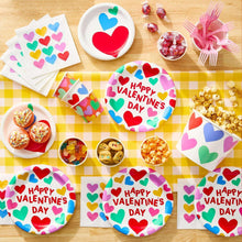 Disposable napkins with multicolor hearts and 'Happy Valentine's Day' text