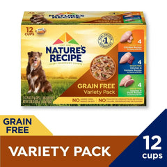 Nature’s Recipe Grain Free Wet Dog Food Variety Pack, 2.75 oz. Cup, 12 Count