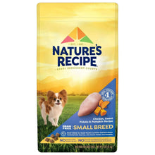 Grain-free small breed dry dog food bag with chicken, sweet potato & pumpkin