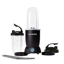 Black blender kit with tall blending cup and two accessory cups.