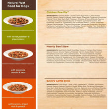 Rachael Ray Nutrish natural wet dog food recipe list for chicken, beef, lamb
