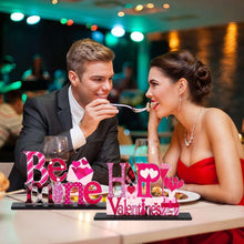 Valentine’s Day tabletop sign set featuring Be mine letters on black bases