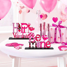 Valentine’s Day tabletop sign set with HAPPY and Be mine letters on black bases