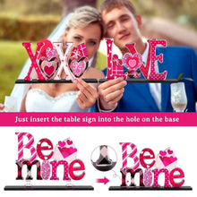 Valentine’s Day tabletop sign set: XOXO and LOVE letters with heart details on black bases