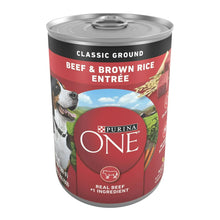 Purina ONE Classic Ground beef and brown rice wet dog food can, 13 oz.
