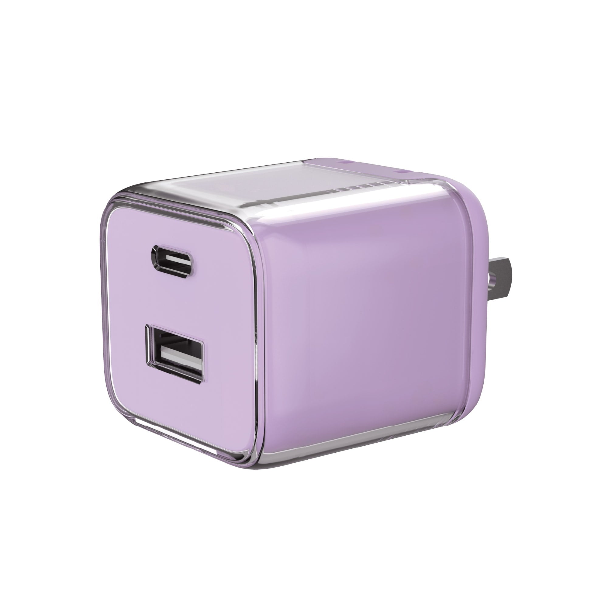 onn 32W Dual-Port USB-C & USB-A Wall Charger, Fast Charging, USB-IF Certified, Foldable Plug, Purple – Compatible with iPhone, iPad, AirPods, Samsung Galaxy, Note, Pixel & More