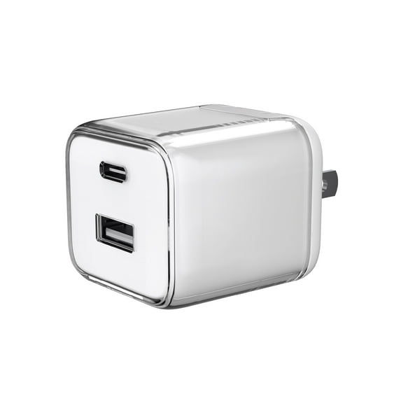 onn 32W Dual-Port USB-C & USB-A Wall Charger, Fast Charging, USB-IF Certified, Foldable Plug, Purple – Compatible with iPhone, iPad, AirPods, Samsung Galaxy, Note, Pixel & More