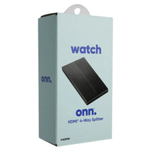 onn HDMI 4-way splitter retail box with “watch” graphics