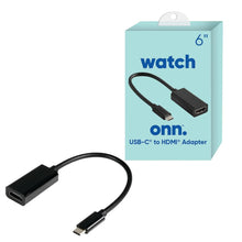Black USB-C to HDMI adapter cable with HDMI and USB-C connectors