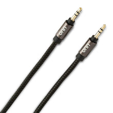 3.5 mm AUX cable pair with braided black jacket and gold-plated 3.5 mm audio plugs