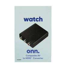 Black composite AV to HDMI converter with red, white, yellow RCA ports