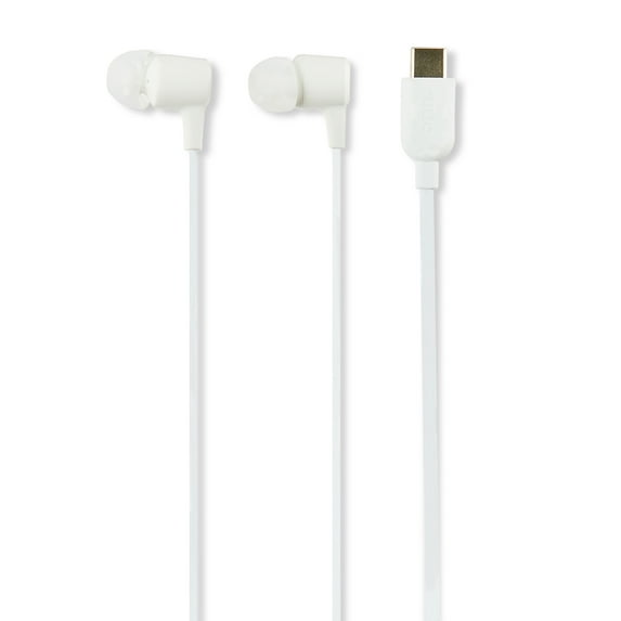 onn. Pink Wired Earphones with USB-C and Microphone