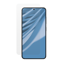 Tempered glass screen protector with a clear front panel and rounded edges.
