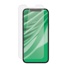 Tempered glass screen protector applied to smartphone front, transparent film over display