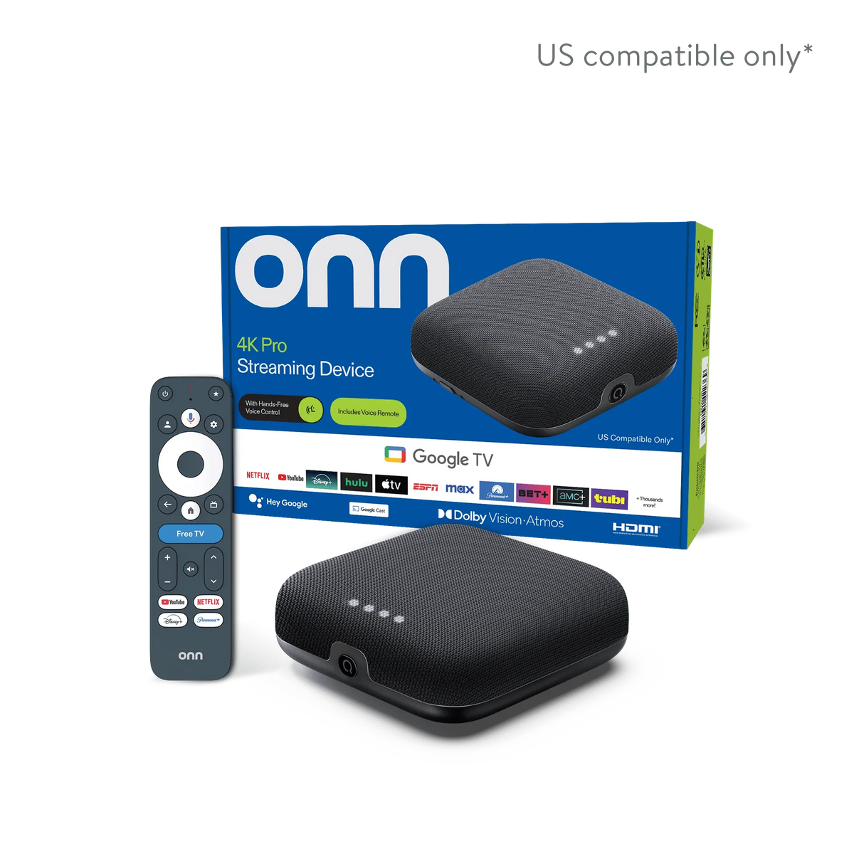 onn 4K Pro Streaming Device, Google TV with Gemini* - Ultra-fast Streaming, Stunning 4K UHD, 32GB Storage, 3GB RAM, Dolby Vision & Atmos, Find My Remote with Backlight, Ethernet Port - USA MEGA SHOP