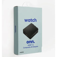 onn HDMI to Composite AV adapter retail box with connector graphic