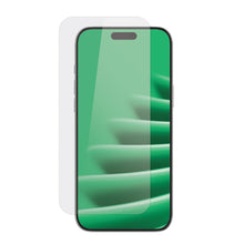 Tempered glass screen protector backed by protective film on phone display