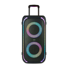 Wireless party speaker with multicolor LED ring lights on front grille