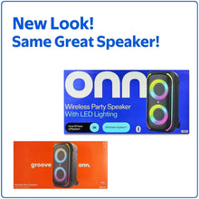 Wireless party speaker retail box with speaker image and LED lighting