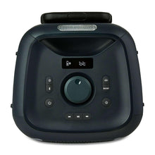 Wireless party speaker top control panel with buttons and central dial