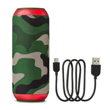 onn large rugged camo speaker with LED ring and USB charging cable set