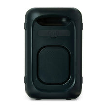 Wireless party speaker rear view with handle and smooth back panel