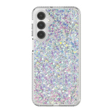 Iridescent glitter fleck phone case with raised edges and camera cutouts