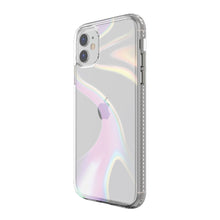 Iridescent illusion phone case for iPhone 11 and XR, clear holographic finish