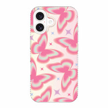 iPhone phone case with pink butterfly and star retro pattern