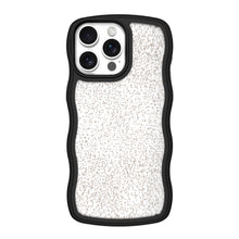 Wavy grip phone case with glitter speckled back and black bumper for iPhone 15 Pro Max