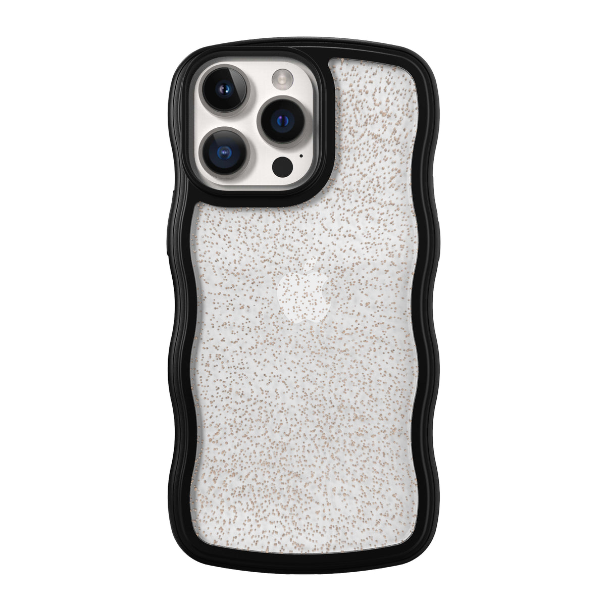 onn Wavy Grip Phone Case for iPhone 14 Pro Max / iPhone 13 Pro Max / iPhone 12 Pro Max - Black/Gold Glitter