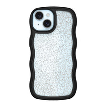 Black phone case with speckled glitter back and raised camera bezel