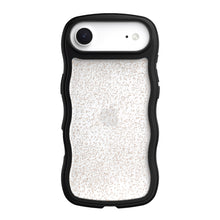 Wavy grip phone case for iPhone Air, black frame with sparkling glitter back and single camera cutout