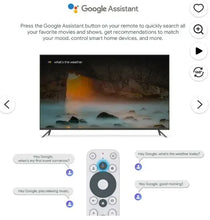 Google Assistant prompts on TV screen and remote for onn streaming device