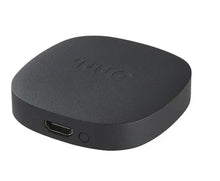 onn 4K Google TV streaming device, dark set-top box with HDMI port and power button
