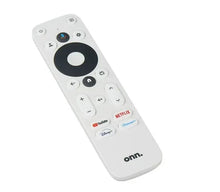 White onn remote with voice controls and Netflix button