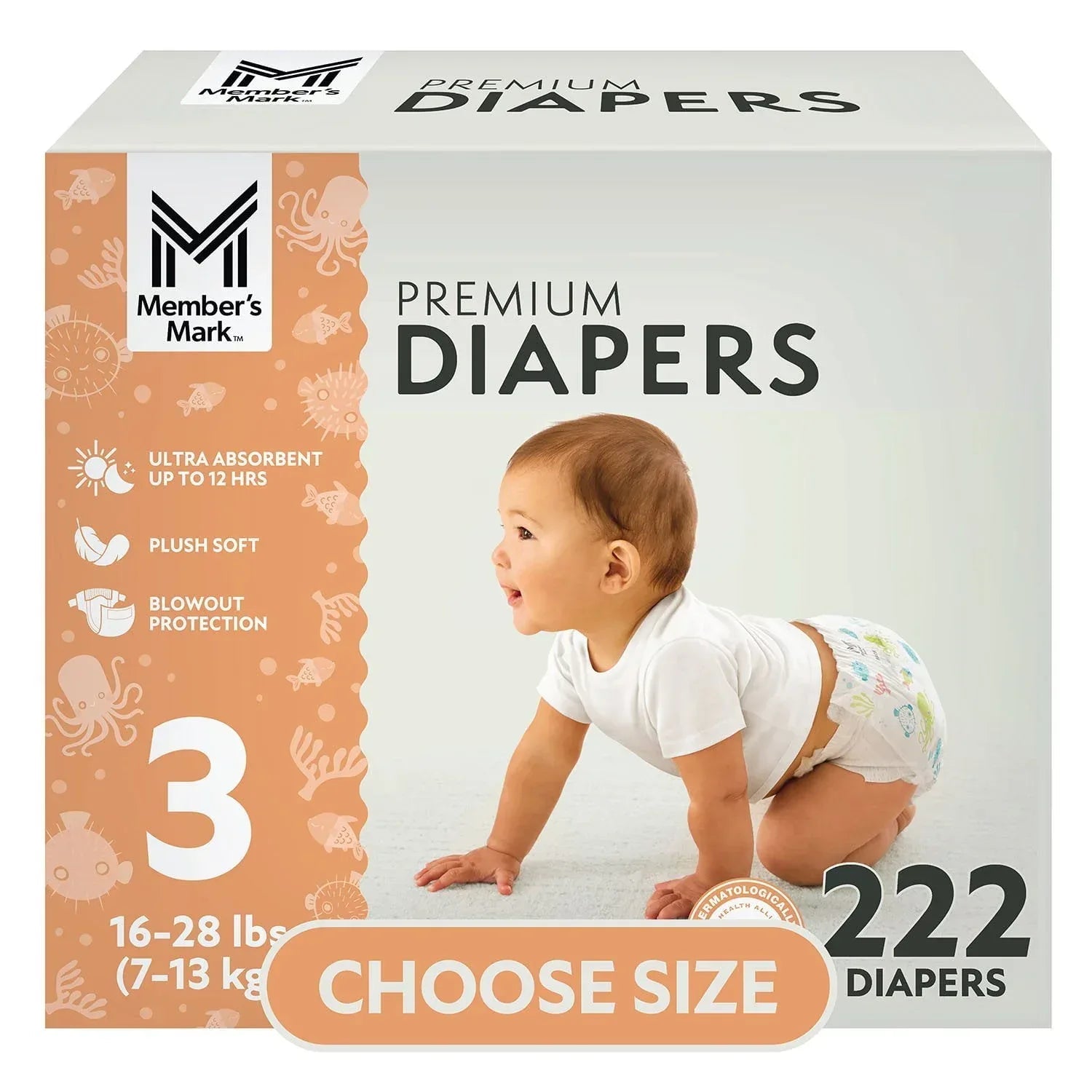 Member's Mark Premium Baby Diapers, Choose Size