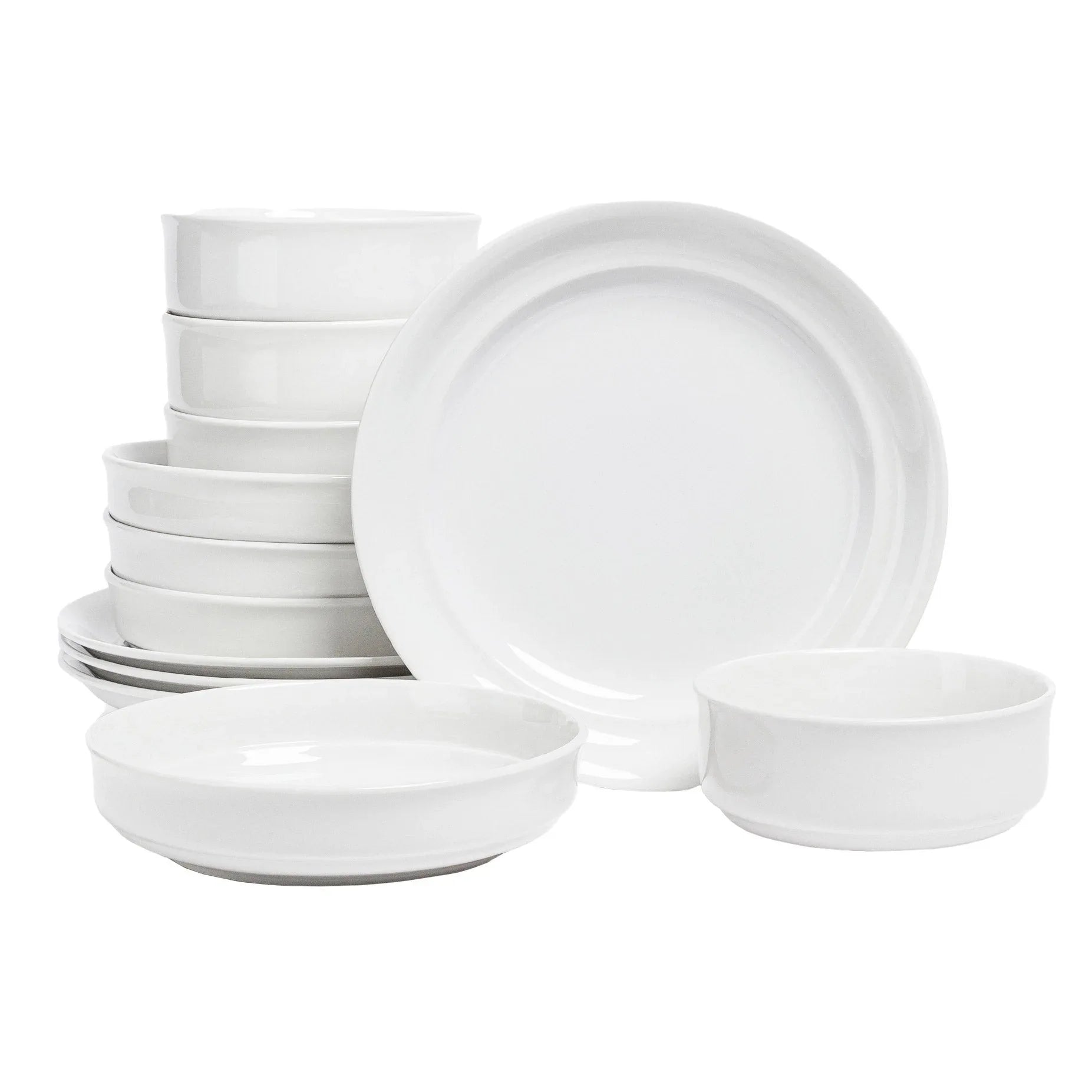 over&back Rimmed 12-piece Glossy Porcelain Dinnerware Set - USA MEGA SHOP