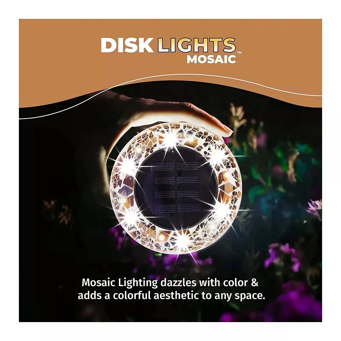 Bell + Howell Solar Mosaic Disk Lights Tan, 8 pk.