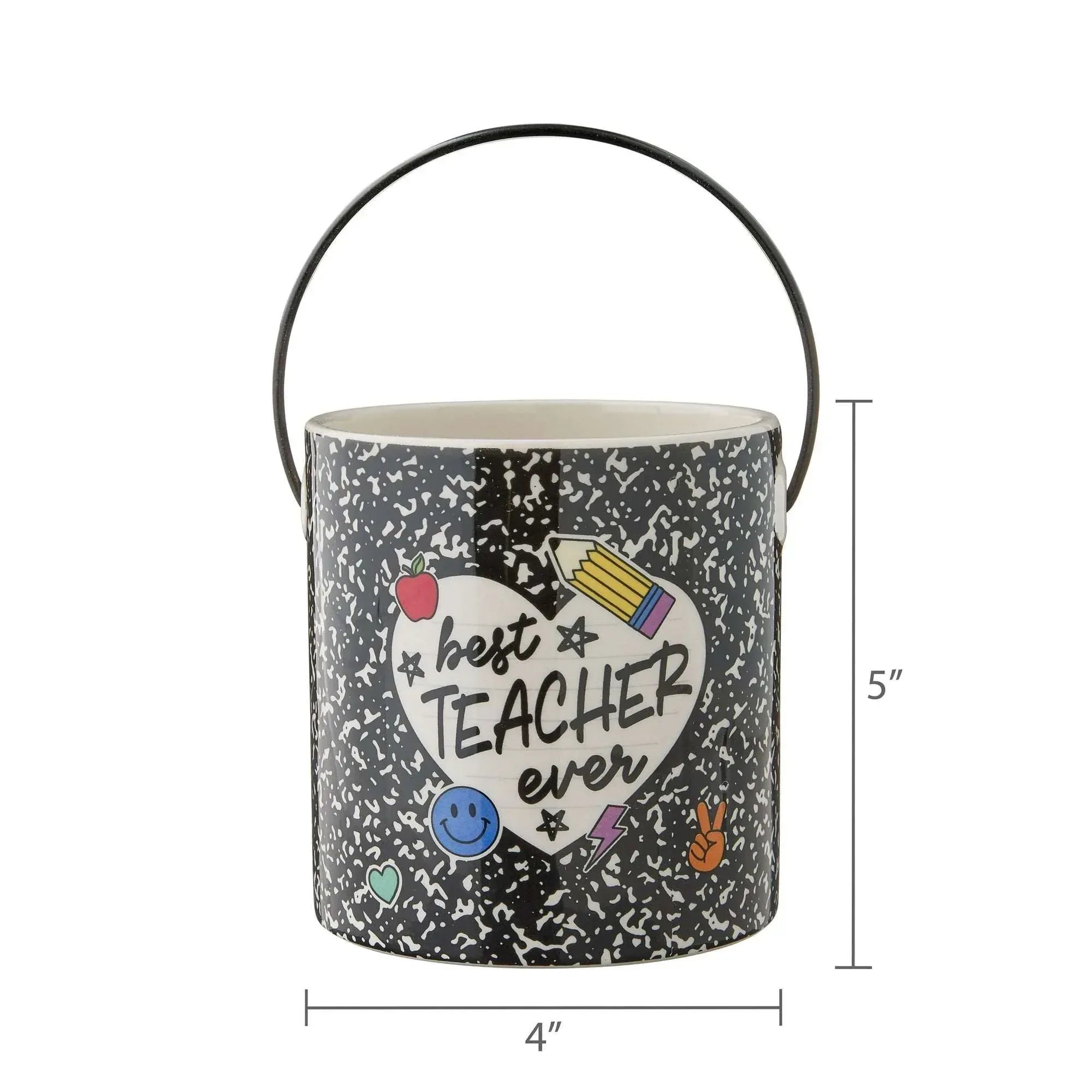 Best Teacher Ever Ceramic Pail, Multicolor, 5", Valentine's Day by Way To Celebrate