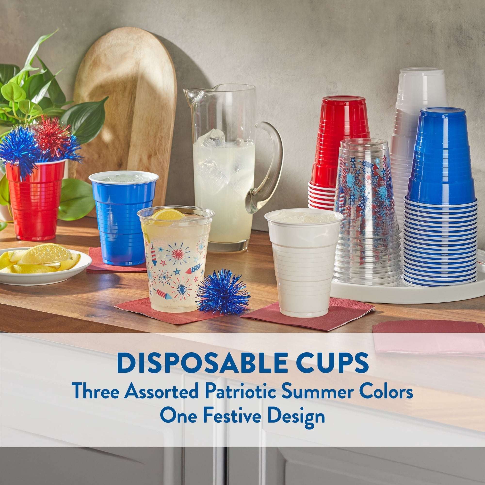 Member's Mark Patriotic Colors Plastic Cups 18 fl. oz., 140 ct.