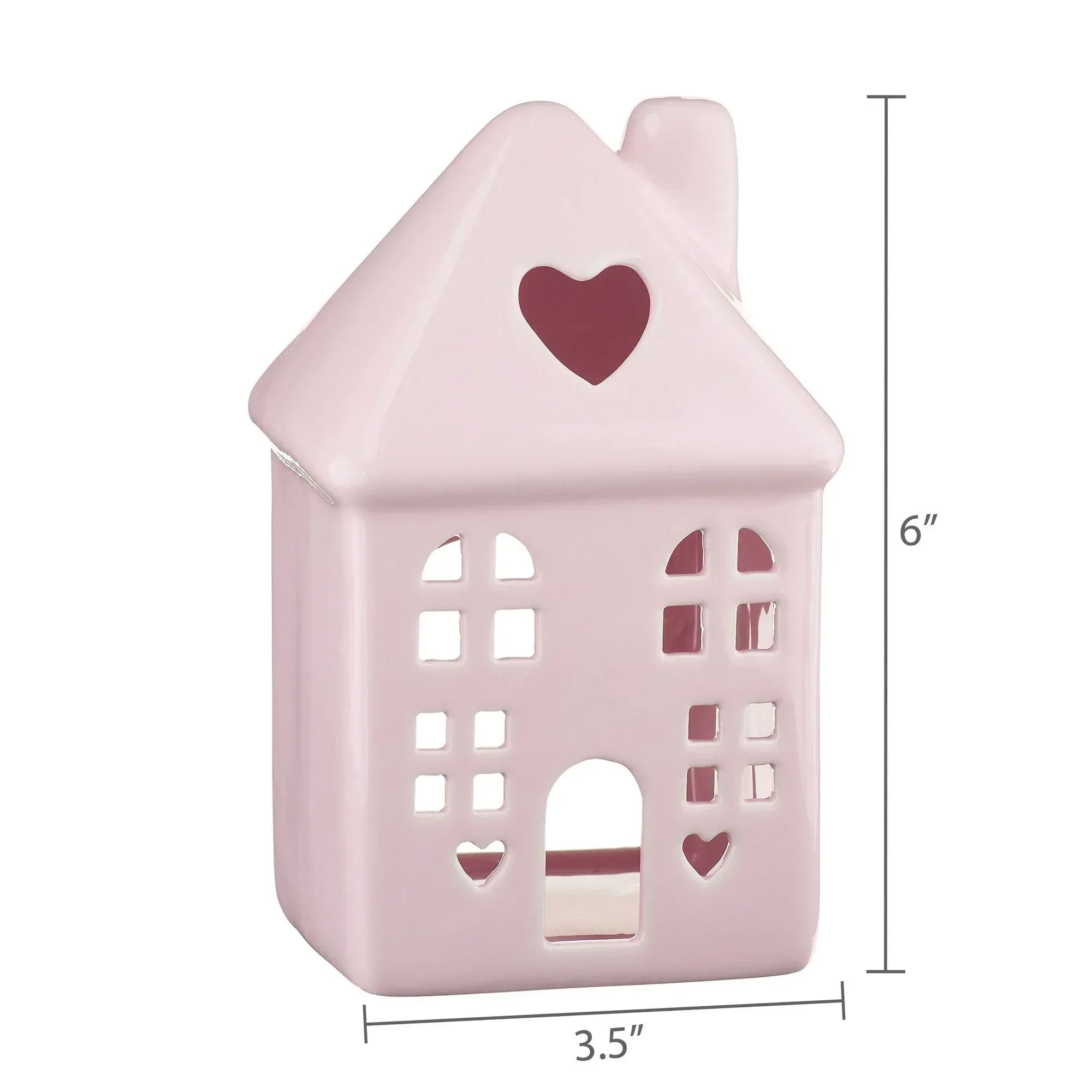 Ceramic House Tabletop Decoration, Pink, 6", Valentine's Day by Way To Celebrate
