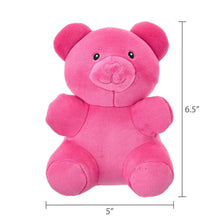 Pink gummy bear plush toy, 6.5 in tall, stitched smile and nose